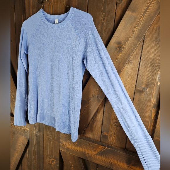 Lululemon Rest Less Pullover Hydrangea Blue  Long Sleeve Ribbed Size 10 - Picture 2 of 8